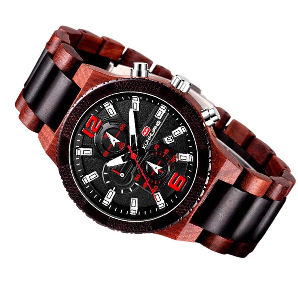 Mens Wood Watches Luxury Luminous Multi Function Wooden Watch Mens Quartz Retro Watch Men Fashion Sport Timepieces Relogio