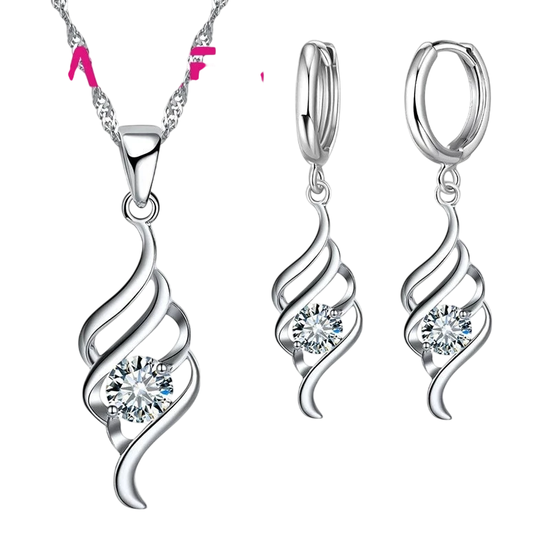 Jewelry Sets For Women Charms 925 Sterling Silver Color Pendant Necklace Hoop Earring Fashion Classic Collares Wedding Gift