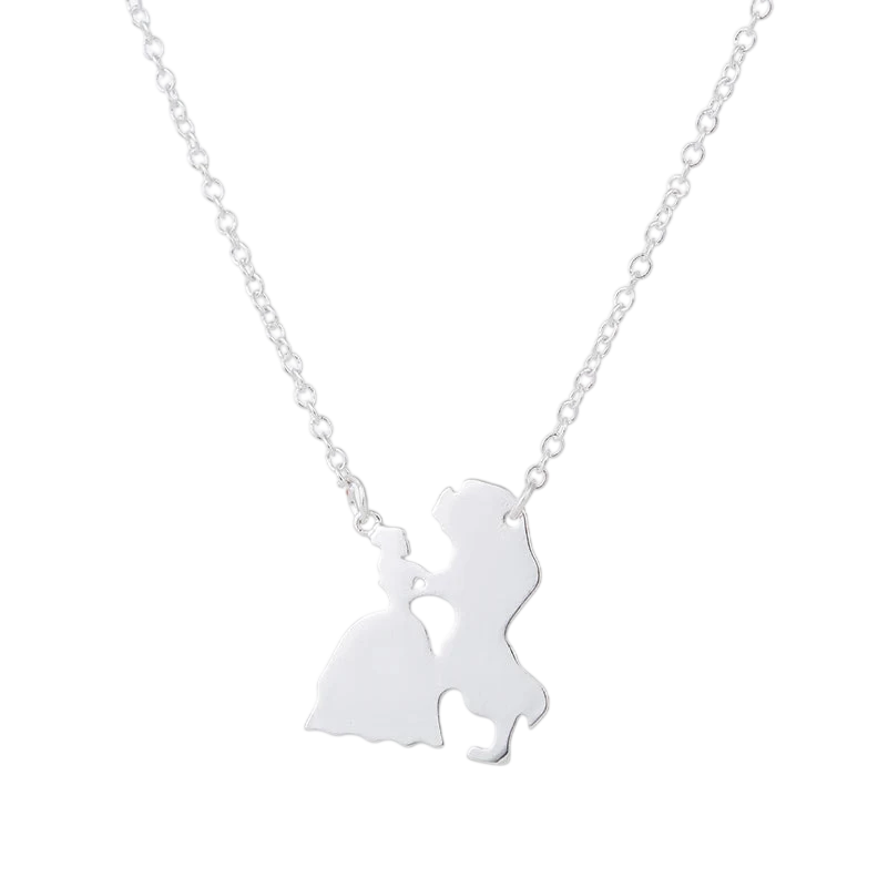 2025 New Movie Jewelry Beauty And The Beast Necklace For Women Prince Princess Pendant Necklaces Lover Accessories Gifts