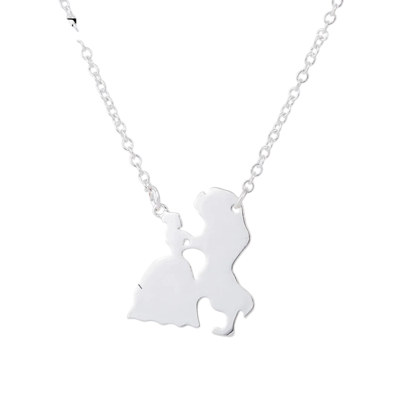 2025 New Movie Jewelry Beauty And The Beast Necklace For Women Prince Princess Pendant Necklaces Lover Accessories Gifts