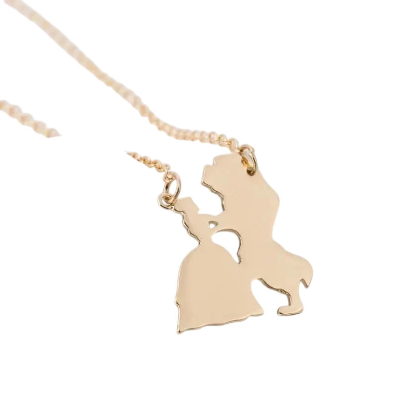 2025 New Movie Jewelry Beauty And The Beast Necklace For Women Prince Princess Pendant Necklaces Lover Accessories Gifts