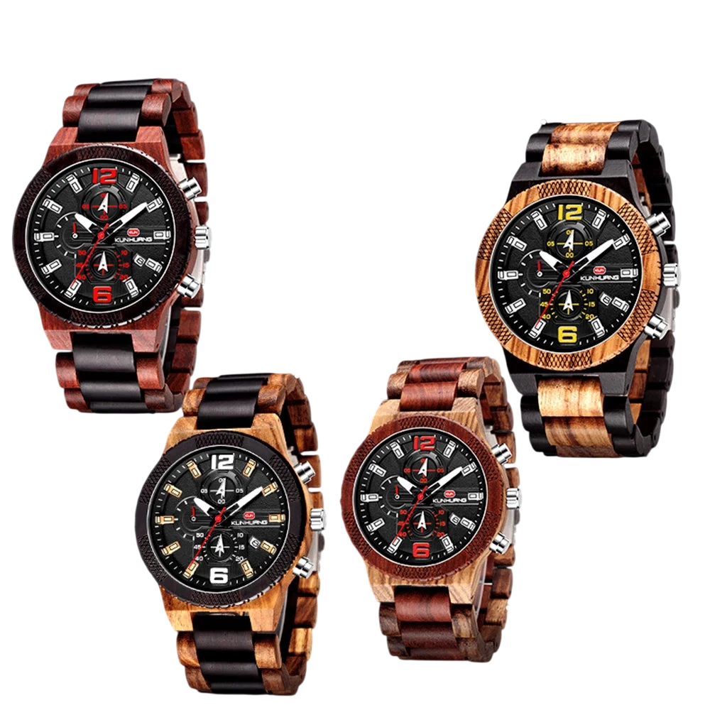 Mens Wood Watches Luxury Luminous Multi Function Wooden Watch Mens Quartz Retro Watch Men Fashion Sport Timepieces Relogio