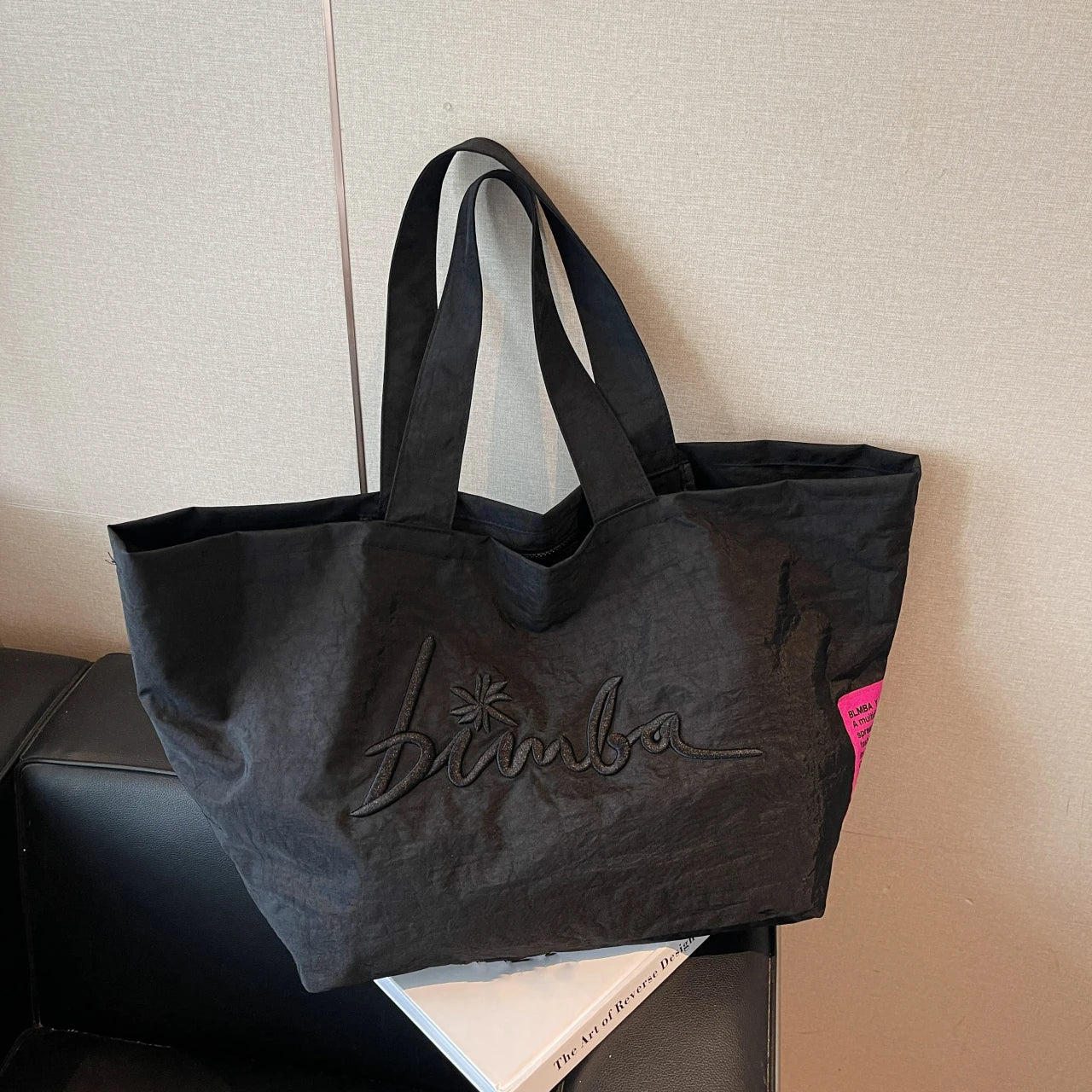 Fashionable and simple large capacity popular solid color handbag, personalized and multifunctional casual letter embroidered sh