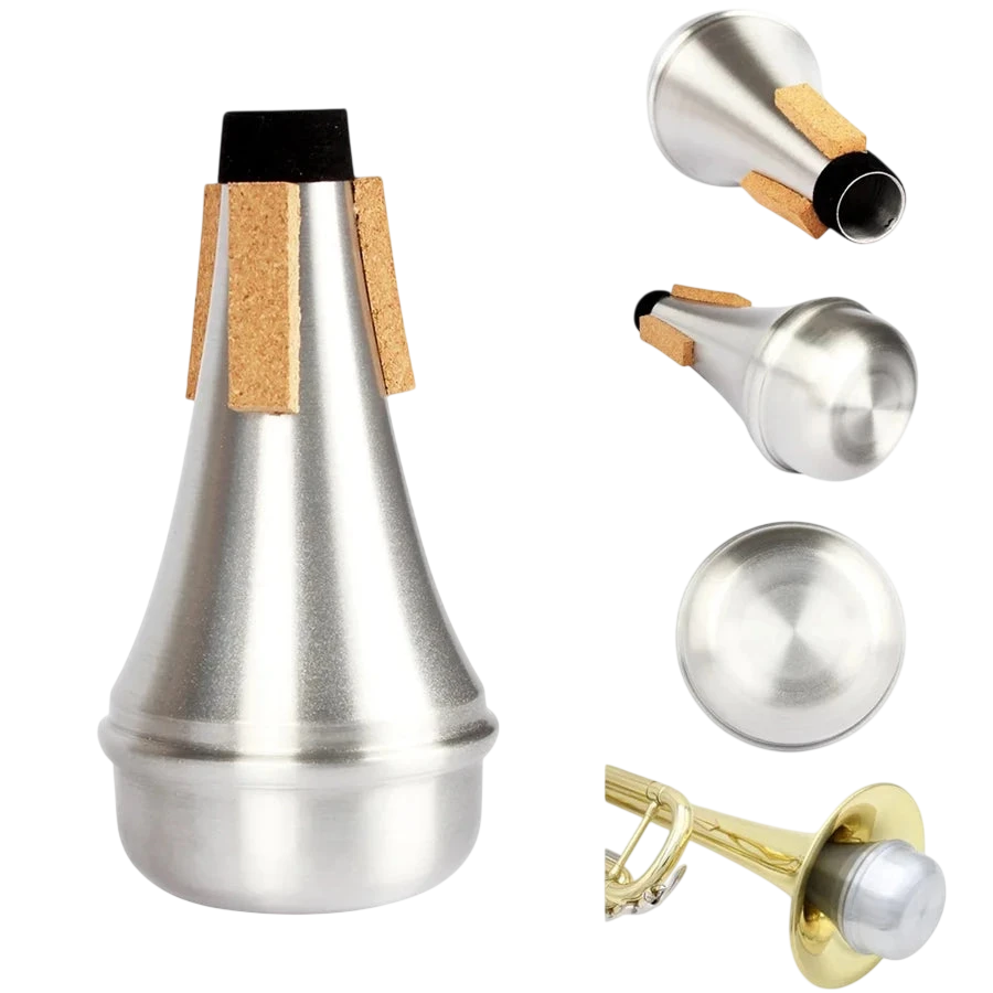Mute For Trumpet Aluminium Silver Portable Straight Trumpets Mute For Jazz Instrument Practice Beginner