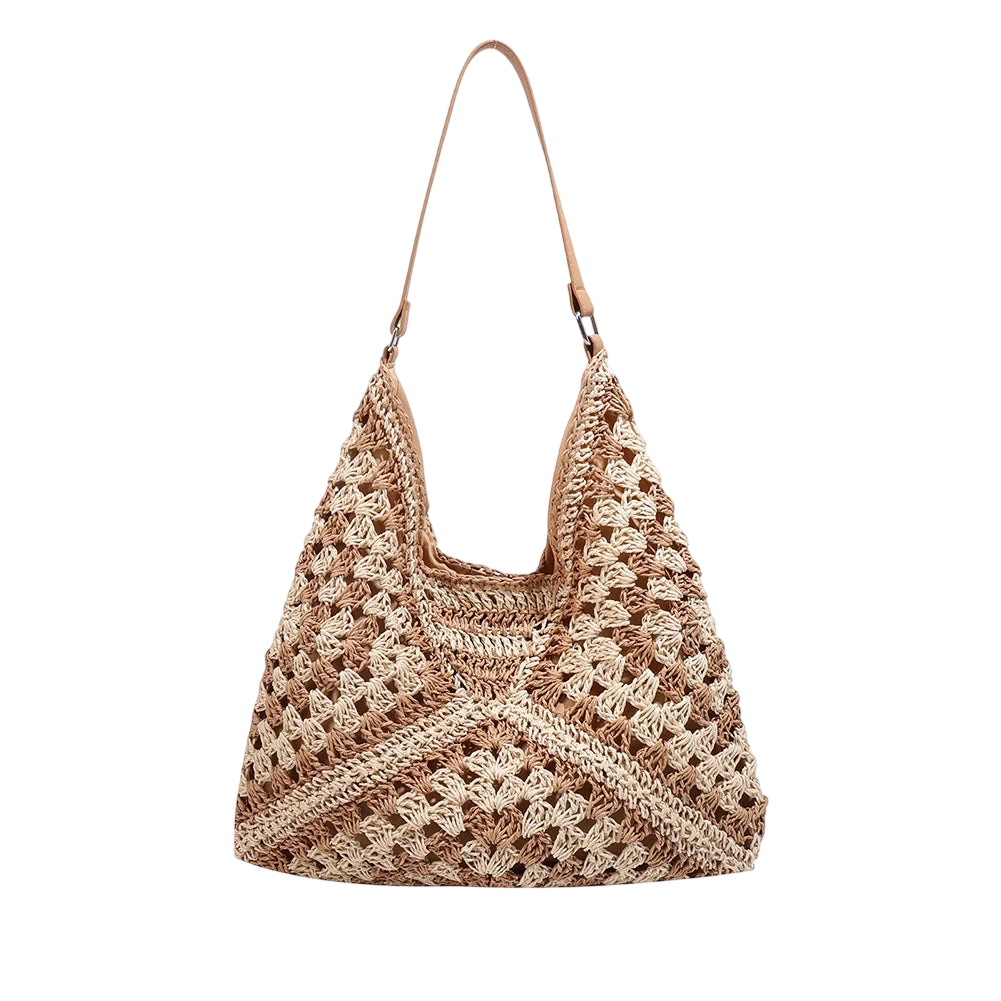Summer Bohemian Braided Handbag Casual Tote Hollow Straw Beach Bag Woven Shoulder Bag Raffia Rattan Shopping Travel Bag