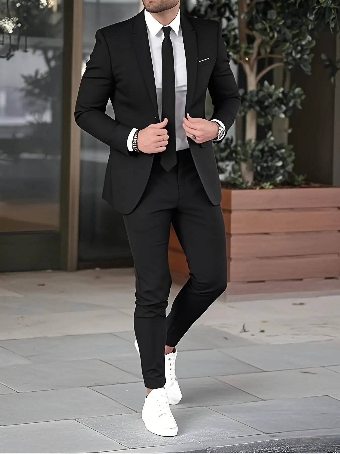 Men's Two-Piece Suit Set, Casual High-Quality Blazer and Pants, Suitable for All Seasons, Business, Party, Office Wear