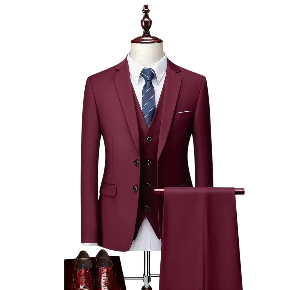 Men 3Pcs Set Suits Slim Fit 2 Buttons Blazer Formal Business Jackets Korean Style Suit Vest Groom Wedding Prom Dinner Waistcoats
