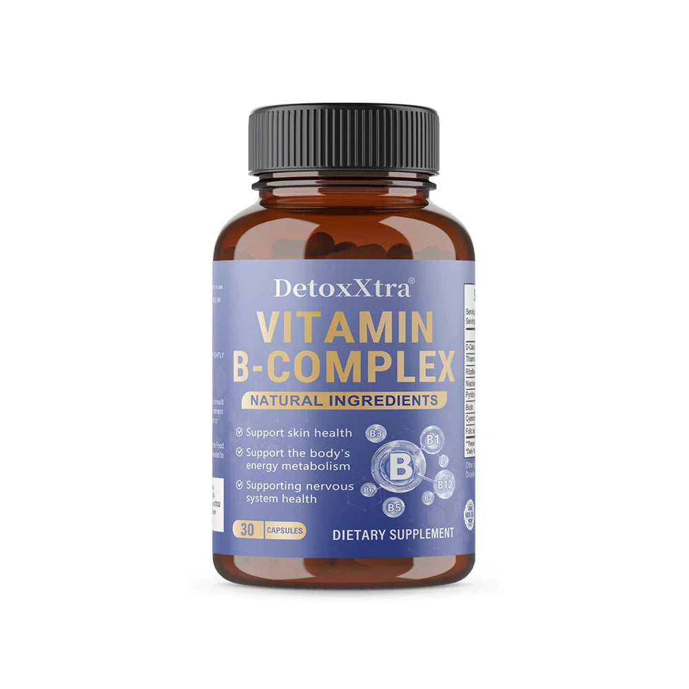 Vitamin B Complex Capsules, Relieve Stress, Energy Metabolism, Nervous System & Immune Wellness Support, Vegetable Capsules