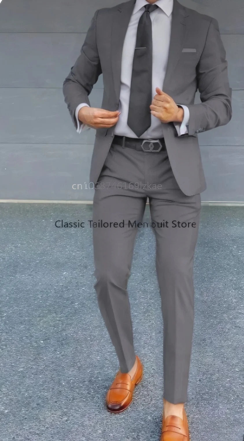 Men's Suit 2 Piece Suit   Jacket Pants Formal Wedding Tuxedo Groom Clothes Custom Color Blazer XS-5XL