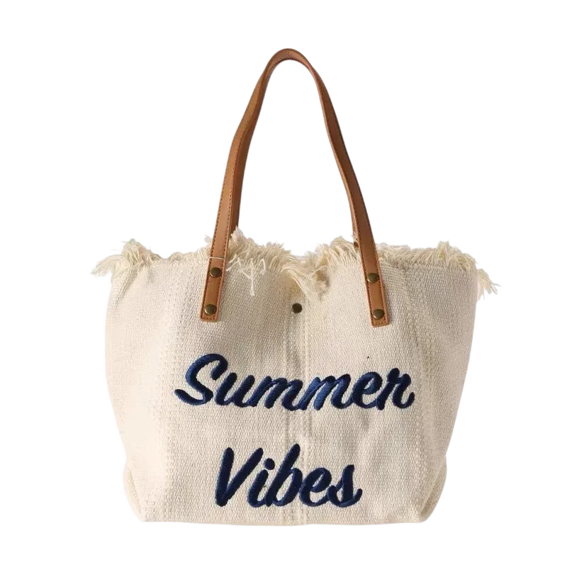 Handbag Woman Bag Design Simple Niche Travel Beach Tote Bag Tassel Letter Embroidery Fashion Large Capacity Shoulder Bags 2022