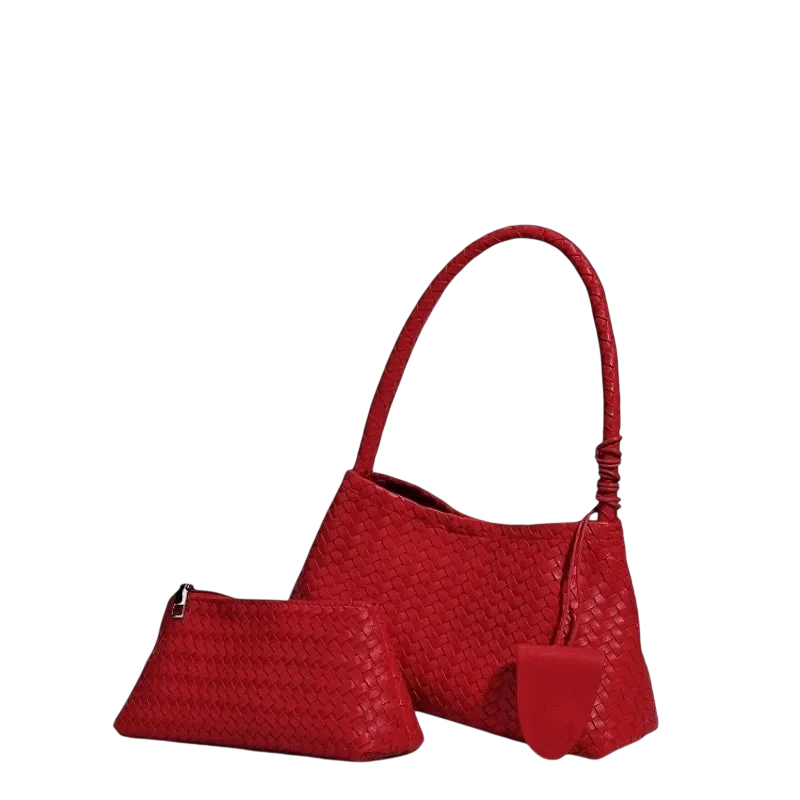 Womens Hand Woven Handbag2026New Trendy Fashion Niche Underarm Bag Simple Shoulder Bag Bucket Bag Mother Daughter Bag