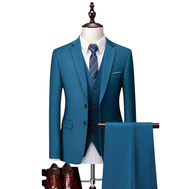 Men 3Pcs Set Suits Slim Fit 2 Buttons Blazer Formal Business Jackets Korean Style Suit Vest Groom Wedding Prom Dinner Waistcoats