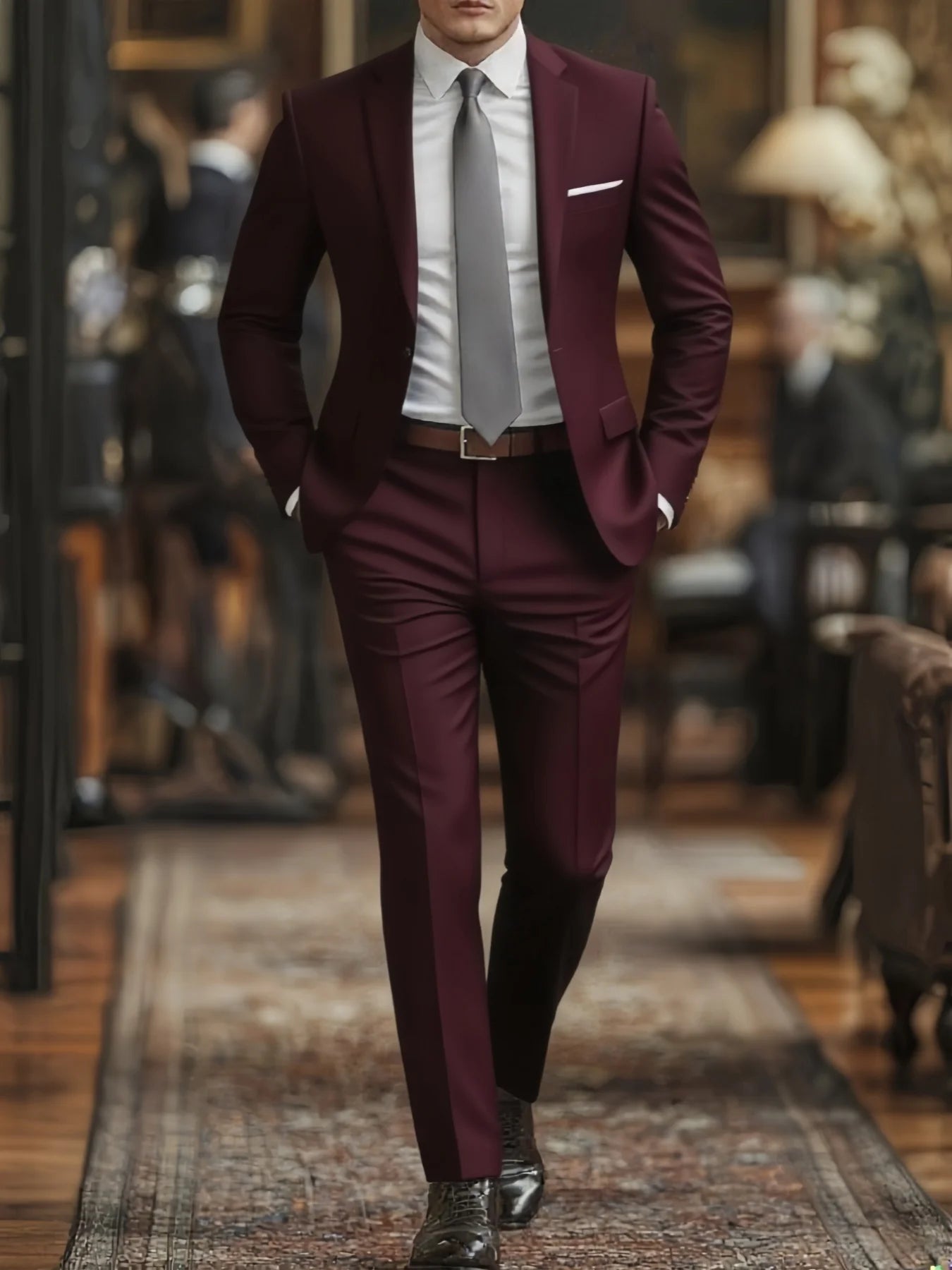 Men's Suit 2pcs Set, Elegant Formal Jacket And Pants, Great Wear for Wedding, Party And Formal Dinner