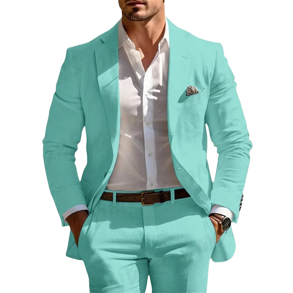 Classic Summer Mens Suit 2Pcs For Wedding Formal Solid Suit Including Jacket Pants For Party Classic Occasion Clothing