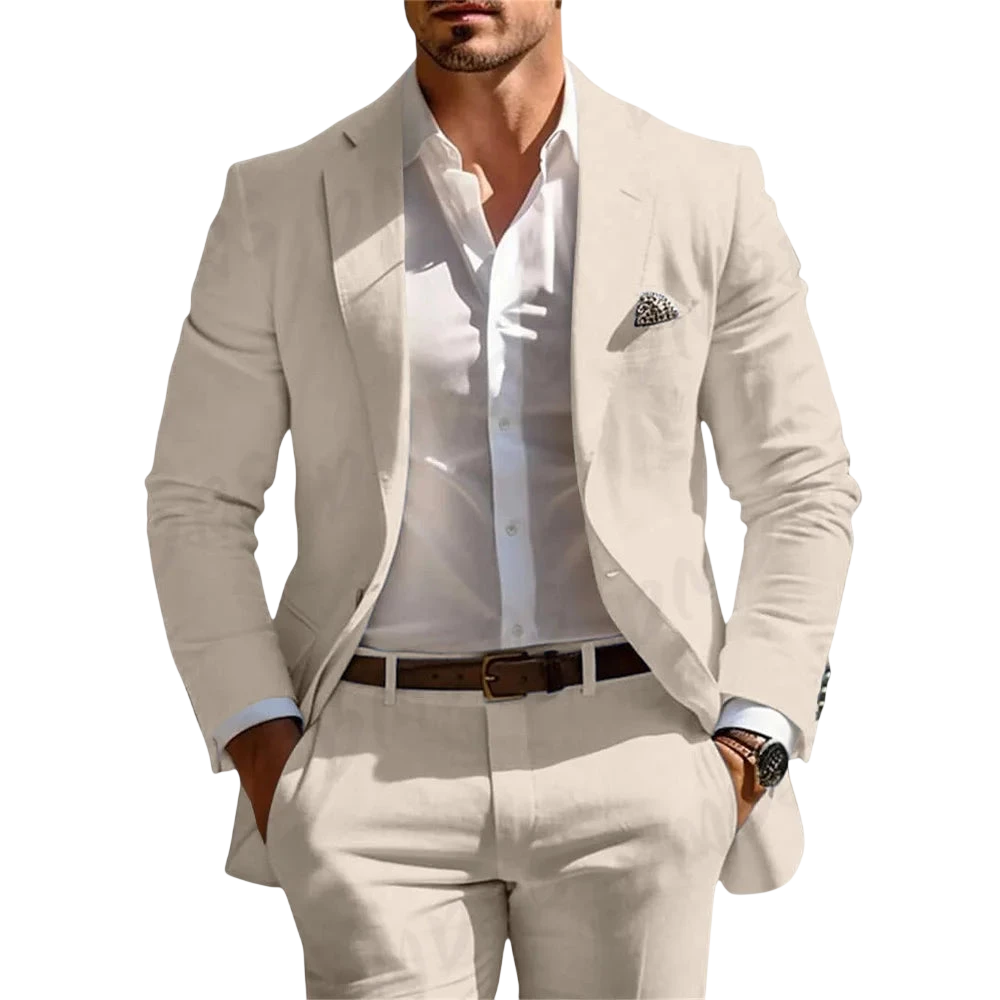 Classic Summer Mens Suit 2Pcs For Wedding Formal Solid Suit Including Jacket Pants For Party Classic Occasion Clothing