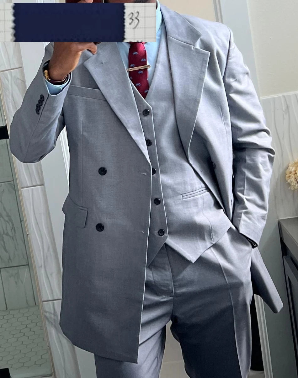 Suits for Men Slim Fit 3 Pieces Male Suit Jacket Vest with Pants Wedding Tuxedo