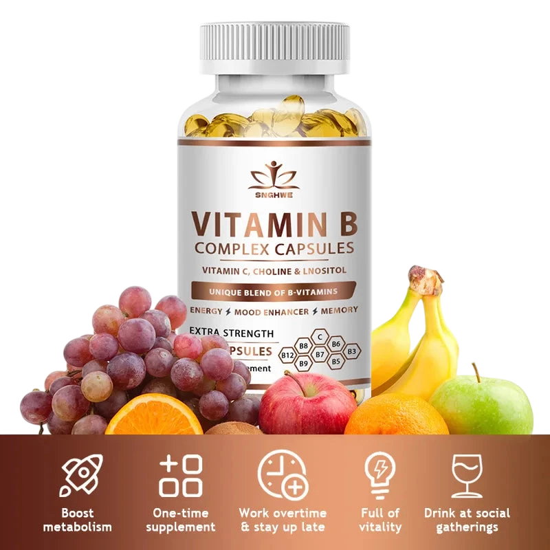 Efficient Vitamin B Complex Containing Vitamin C B1 B2 B3 B5 B6 B12 Biotin Natural Energy Complex