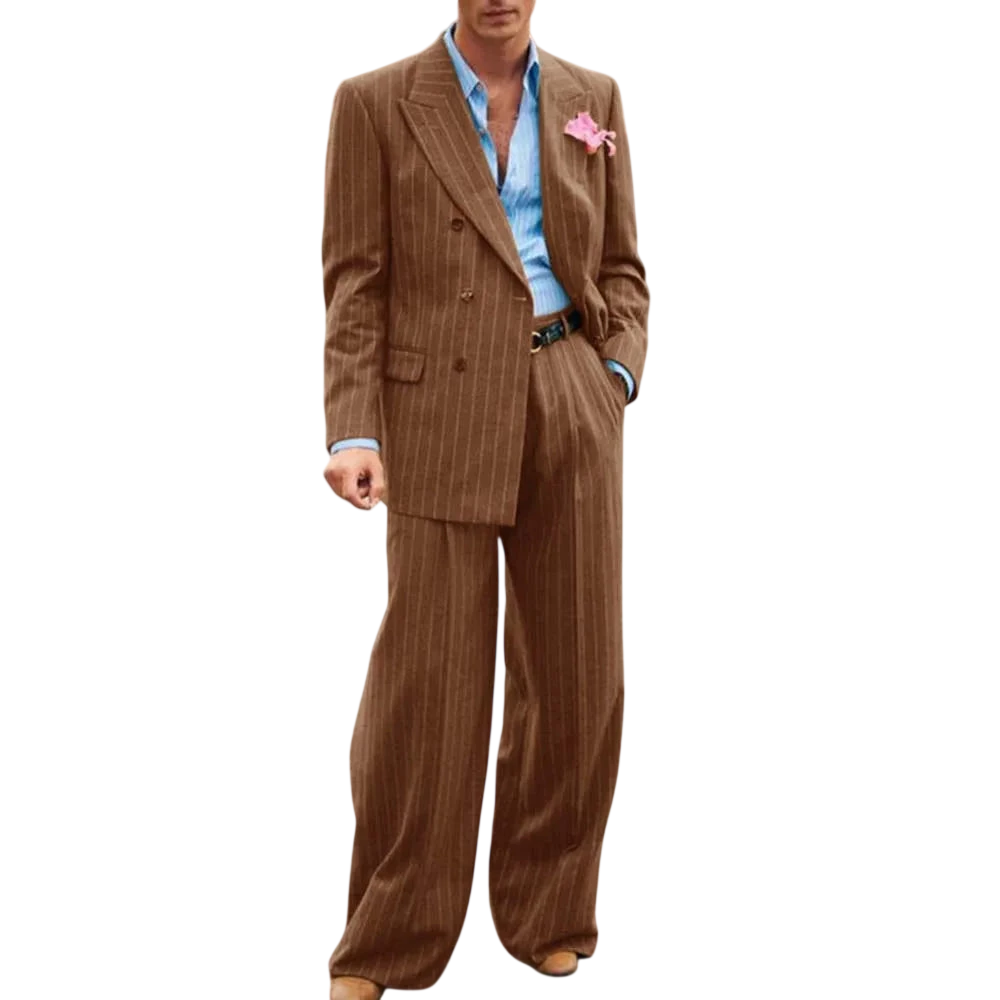 Mens Striped Suit Two Piece Suit Elegant Fashion Suit Casual Fashion Work Wear Party Dress Mens Commuter Wear Mens Clothing