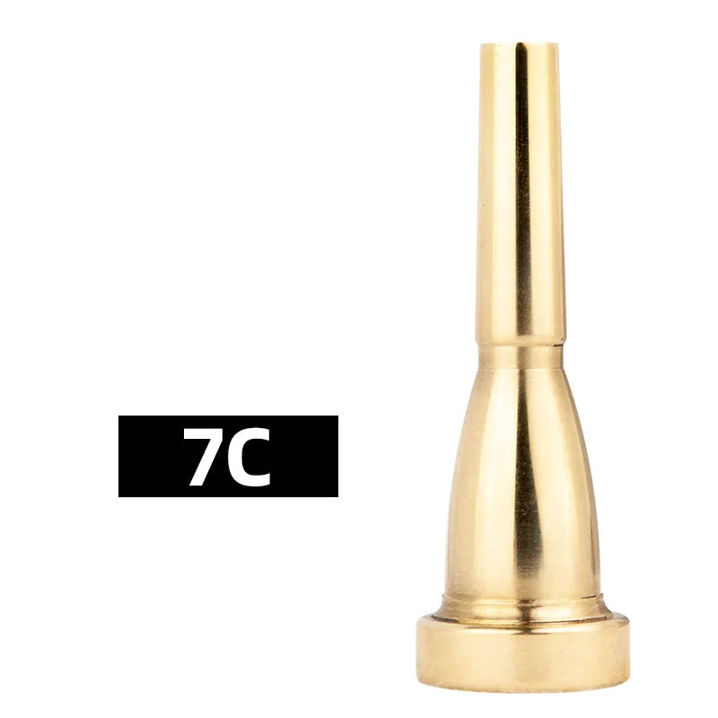 Gold-Plated 7C Small Trumpet for Student Band, School Beginner Trumpet Mouthpiece, Musical Instrument Accessory, Bullet-Shaped Universal Labor-Saving Mouthpiece