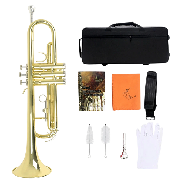 SLADE Trumpet Bb B Flat Brass Material Trumpet Professional Musical Instrument With Case Mouthpiece Gloves Cleaning Cloth Strap