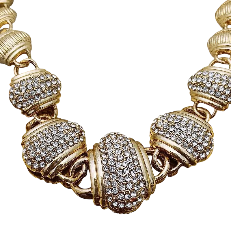 Arabic Jewelry Set For Women High Quality 18K Gold Plated Jewelry Round Necklace Earrings Bracelet And Ring Wedding Party Gift