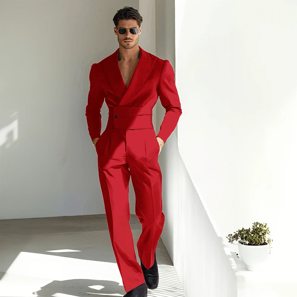 Sexy Men Suits Special Occasion Peak Lapel Skim High Quality Strong 2 Pieces Jacket Pants Banquet Business Luxuery Male Clothing