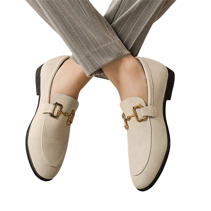 Fashion Brand Men Suede Leather Shoes Black Beige Horsebit Loafers Slip On Formal Mens Dress Shoes Wedding Office Casual Shoes