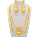 Dubai Jewelry Set Elegant Necklace Earrings Wedding Party Bridal Womens 2024 Gold Color Jewelry Set Luxury