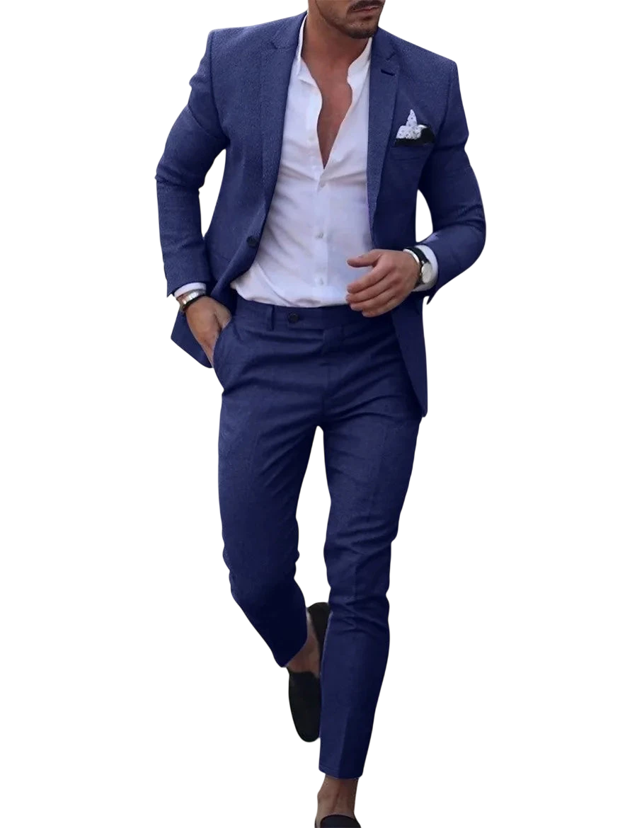 2026 Mens Suit Sets Fashion Party Formal Business Outfit Solid Tuxedo Single Button Blazer Pants Wedding Groom Dress Two Pieces