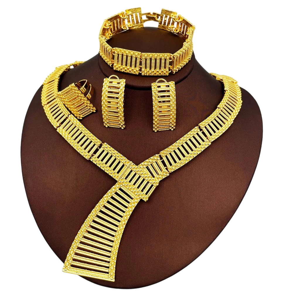 Exaggerate Statement Big Jewelry Set Dubai African Luxury 18K Gold Plated Women Jewellery Set Wedding Party Gift 2025 Trendy New