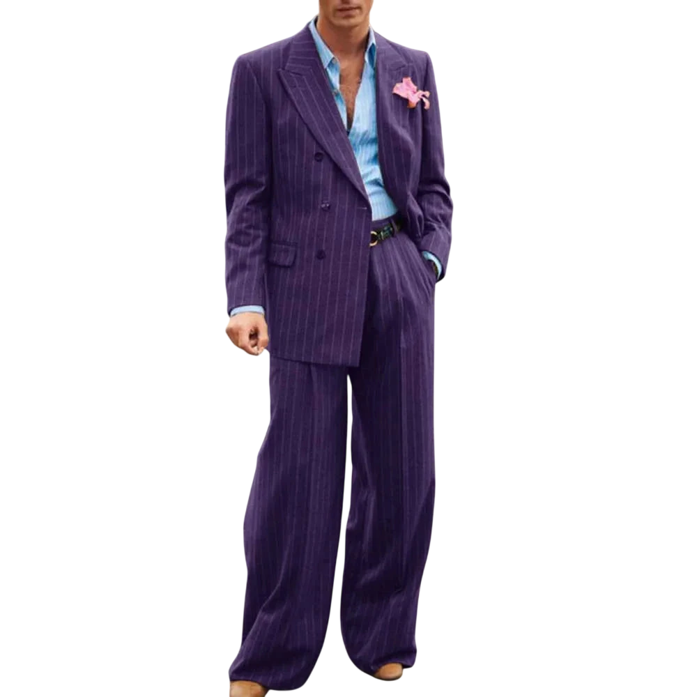 Mens Striped Suit Two Piece Suit Elegant Fashion Suit Casual Fashion Work Wear Party Dress Mens Commuter Wear Mens Clothing