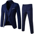 Men Three piece Suit Formal Business Suit Pants Set Solid Color Slim Fit Turn down Collar Anti wrinkle Groom Wedding Suit