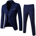 Men Three Piece Suit Formal Business Suit Pants Set Solid Color Slim Fit Turn Down Collar Anti Wrinkle Groom Wedding Suit