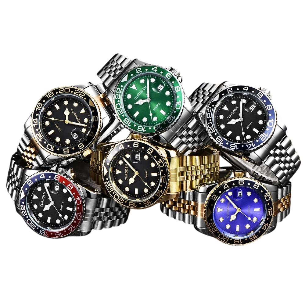 Men Famous Brand Watches Students Boys Fashion Stainless Steel Band Casual Calendar Quartz Watch Green Relogios Masculinos 2024