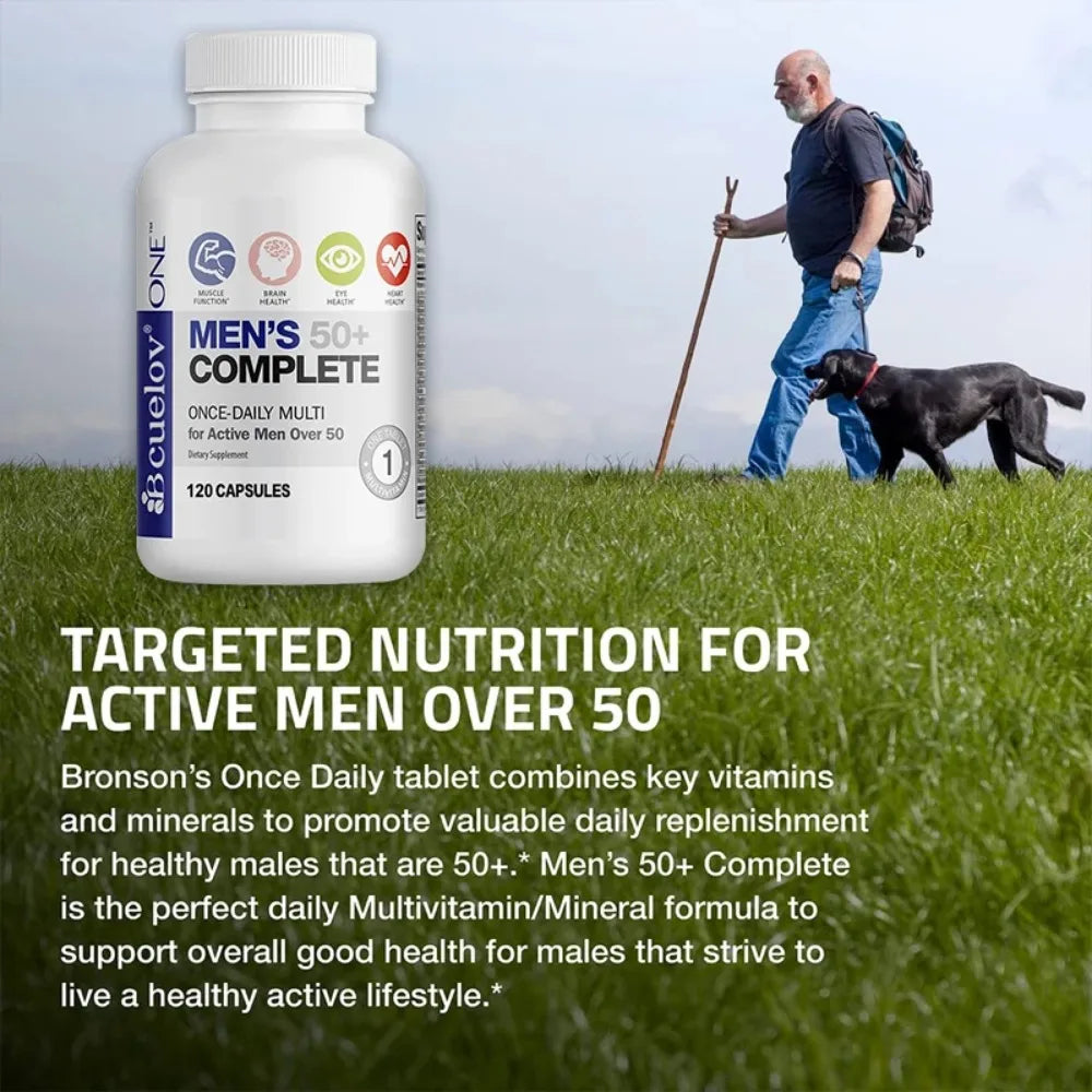 Men's Multivitamin for 50+ - High Potency Formula, for Brain, Eye & Heart Health, for Brain, Eye & Heart Health, 120 Capsules