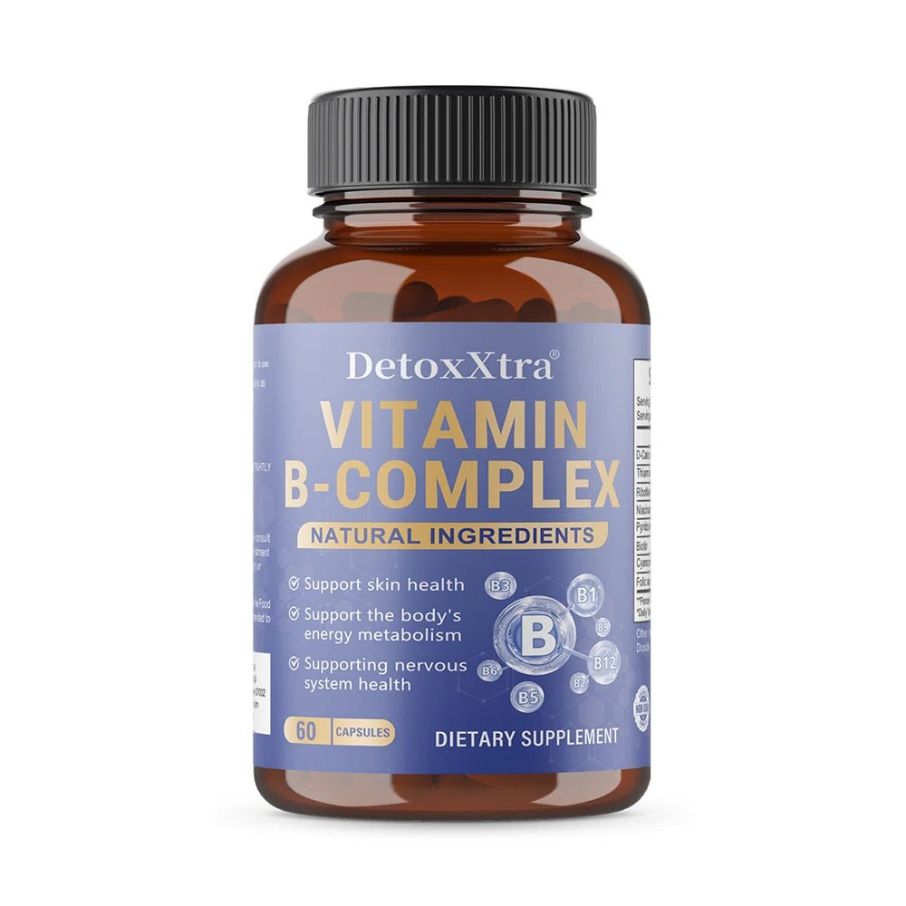 Vitamin B Complex Capsules, Relieve Stress, Energy Metabolism, Nervous System & Immune Wellness Support, Vegetable Capsules