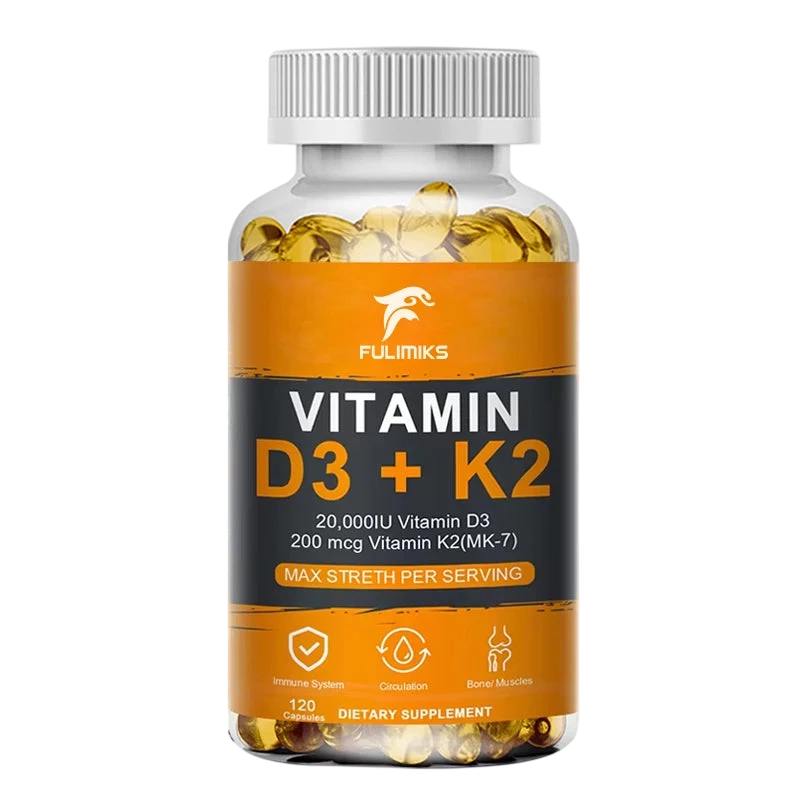 Vitamin D3 K2 Capsule 20 000 Iu Vitamin D3 Promotes Strong Bones Calcium Absorption Teeth Heart Cardiovascular Health