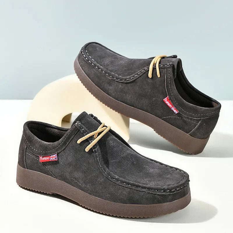 Men Casual Shoes Suede Leather Work Shoes Male Lace-up Flats Sneakers Platform British Business Party Dress Shoes 38-45