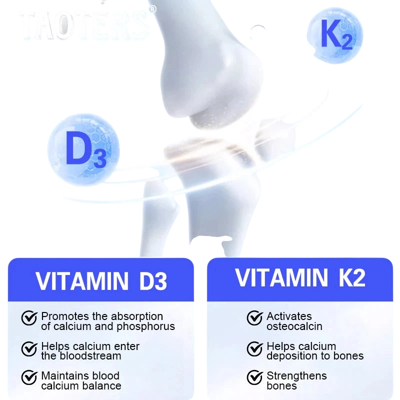 Vitamin D3 K2 Capsules Helps Regulate Calcium Metabolism And Supports Teeth Bones Heart Health Joint Health And Immunity