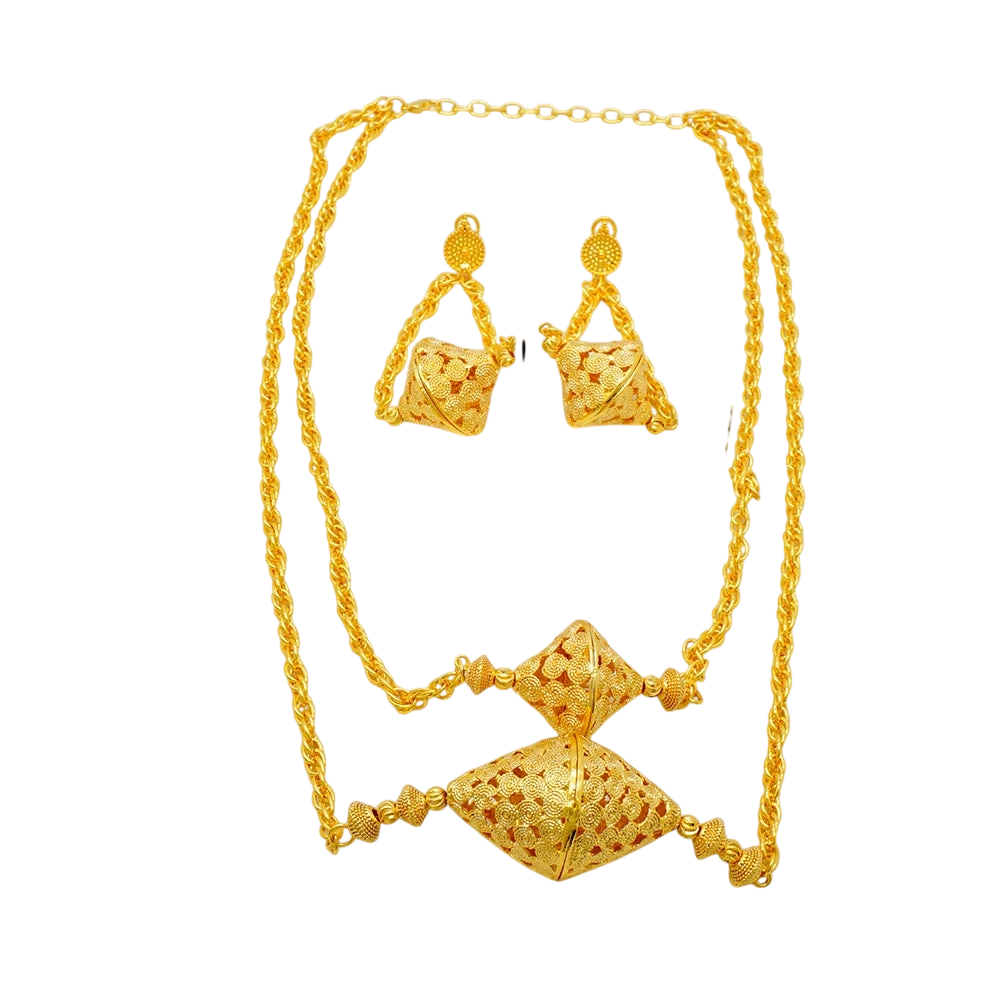 Dubai Jewelry Set Elegant Necklace Earrings Wedding Party Bridal Womens 2024 Gold Color Jewelry Set Luxury