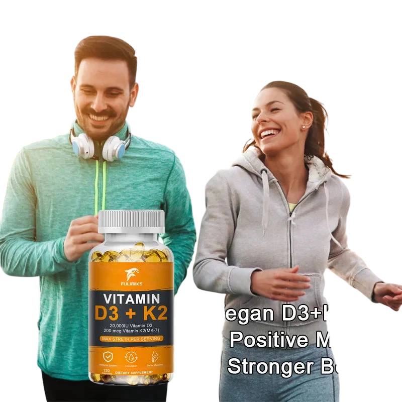 Vitamin D3 K2 Capsule 20 000 Iu Vitamin D3 Promotes Strong Bones Calcium Absorption Teeth Heart Cardiovascular Health