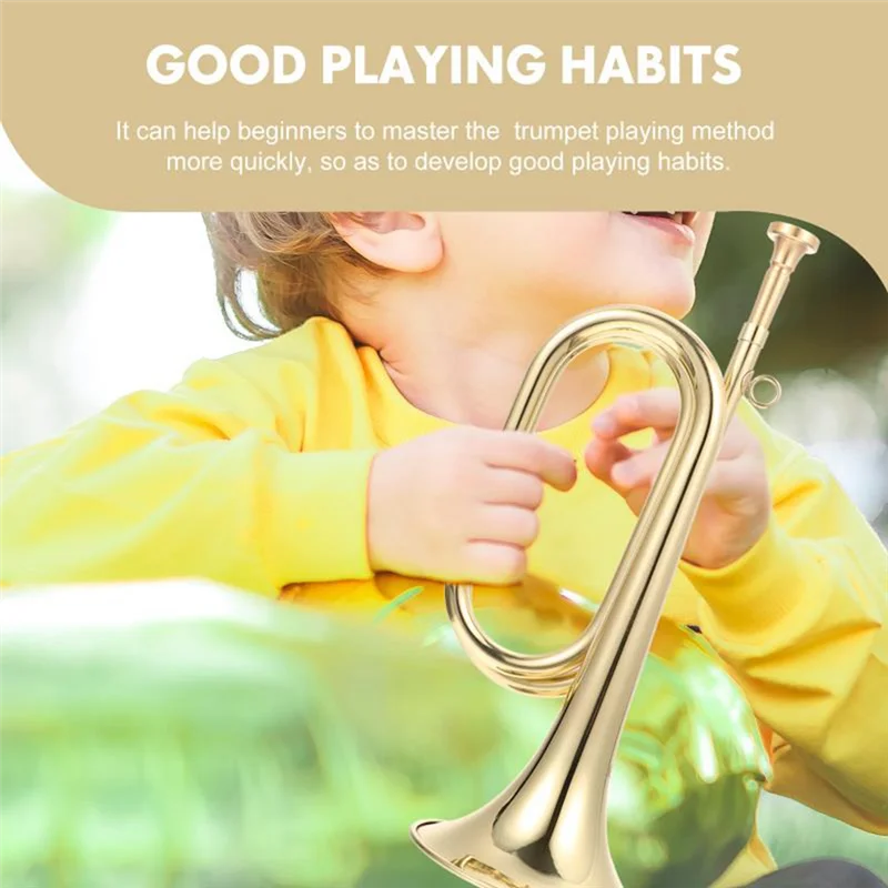 A06F-Small Trumpet Bugle Brass Golden Horn Simple Beginner Wind Instrument For School Band Child Student