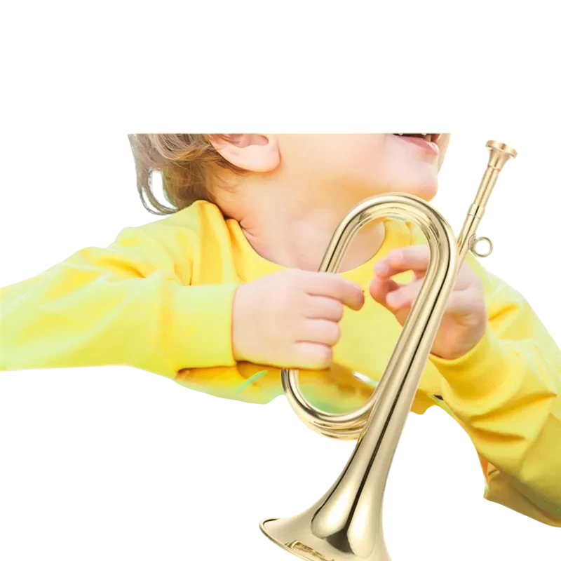 A06F Small Trumpet Bugle Brass Golden Horn Simple Beginner Wind Instrument For School Band Child Student