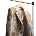 Fashion Wedding Mens Suit Gold Exquisite Embroider Business One Coat Tailor Made Groom Formal Occasions Size Customized
