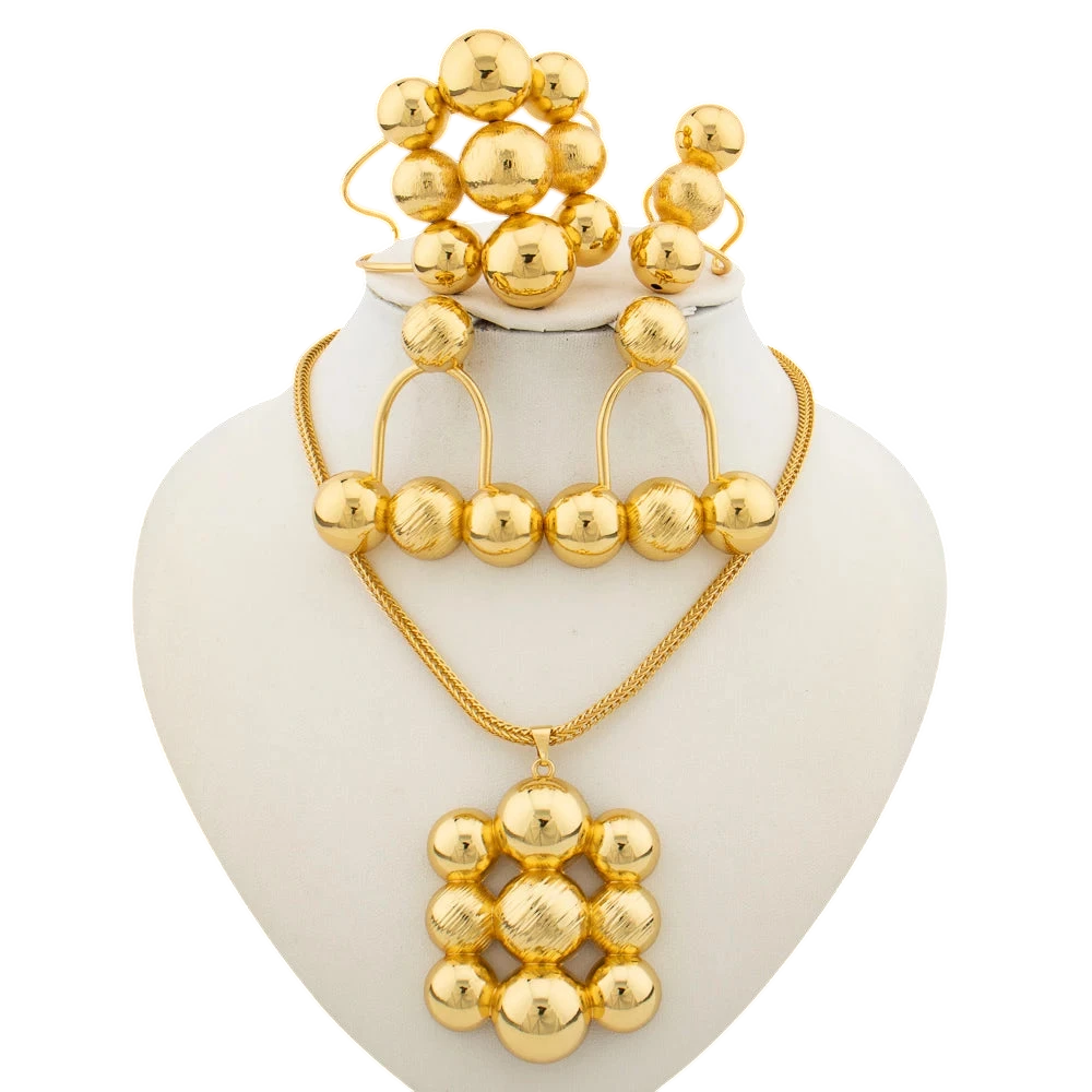Jewelry Set For Women Luxury Pendant Necklace And Dangle Earrings Weddings Bridal Bangle Ring Set Gifts