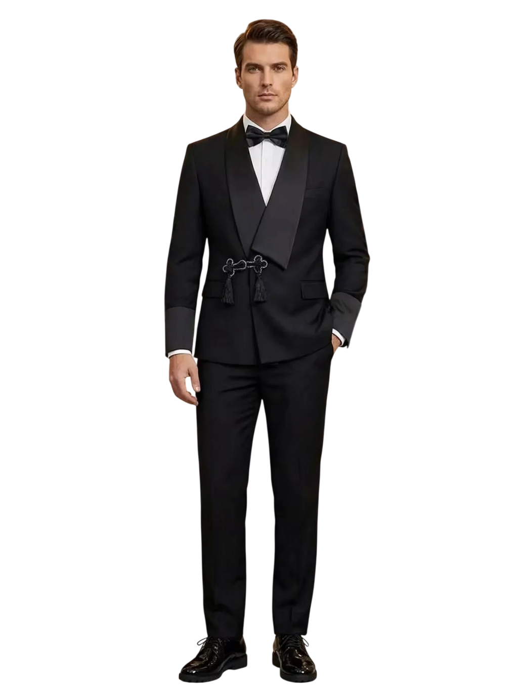 Modern Mens Slim Fit Tuxedo Suit With Tassel Shawl Collar High Quality Grooms Wedding Outfit Jacket And Pants Two Piece Set