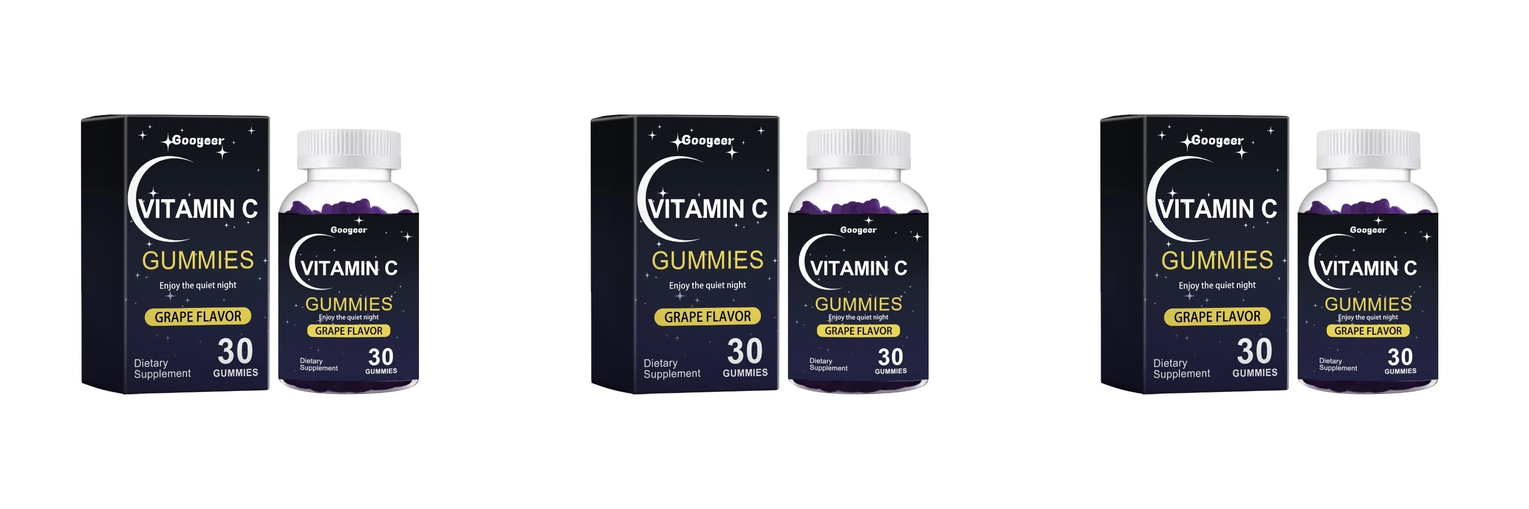 Vitamin C Gummies 30pcs Grape Flavor Chewable Dietary Supplement with Lutein Pectin Daily Immune Antioxidant Eye Support