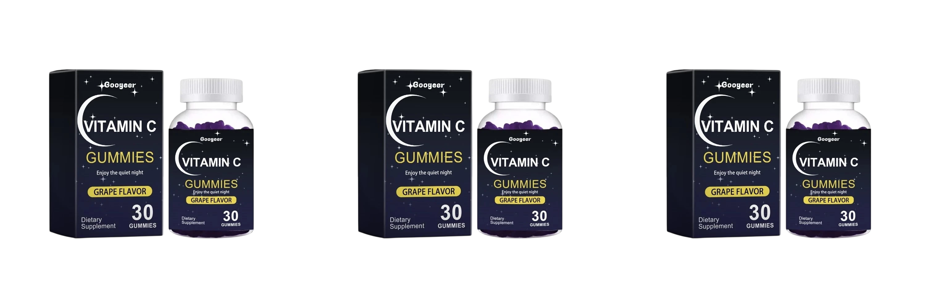 Vitamin C Gummies 30Pcs Grape Flavor Chewable Dietary Supplement With Lutein Pectin Daily Immune Antioxidant Eye Support