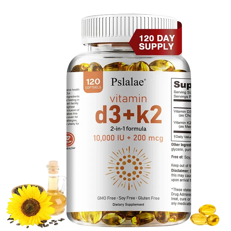 Vitamin D3 10000 Iu With K2 200 Mcg 2 In 1 Support Immune Heart Joint Teeth Bone Health