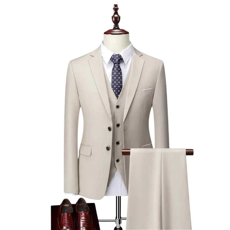 Men 3Pcs Set Suits Slim Fit 2 Buttons Blazer Formal Business Jackets Korean Style Suit Vest Groom Wedding Prom Dinner Waistcoats
